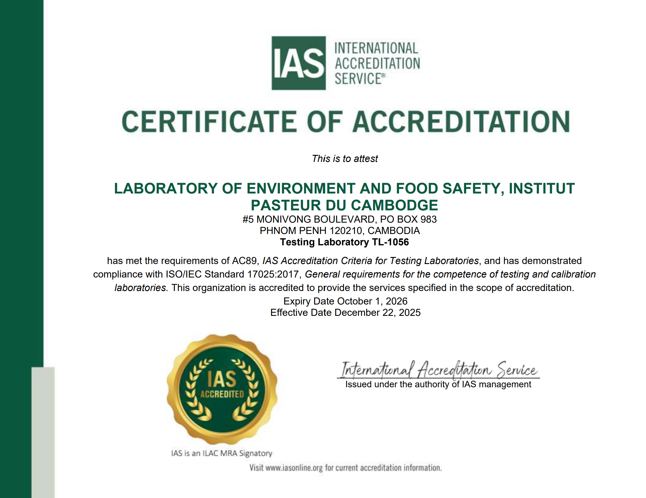 Cambodia expands internationally accredited food safety laboratory testing 
